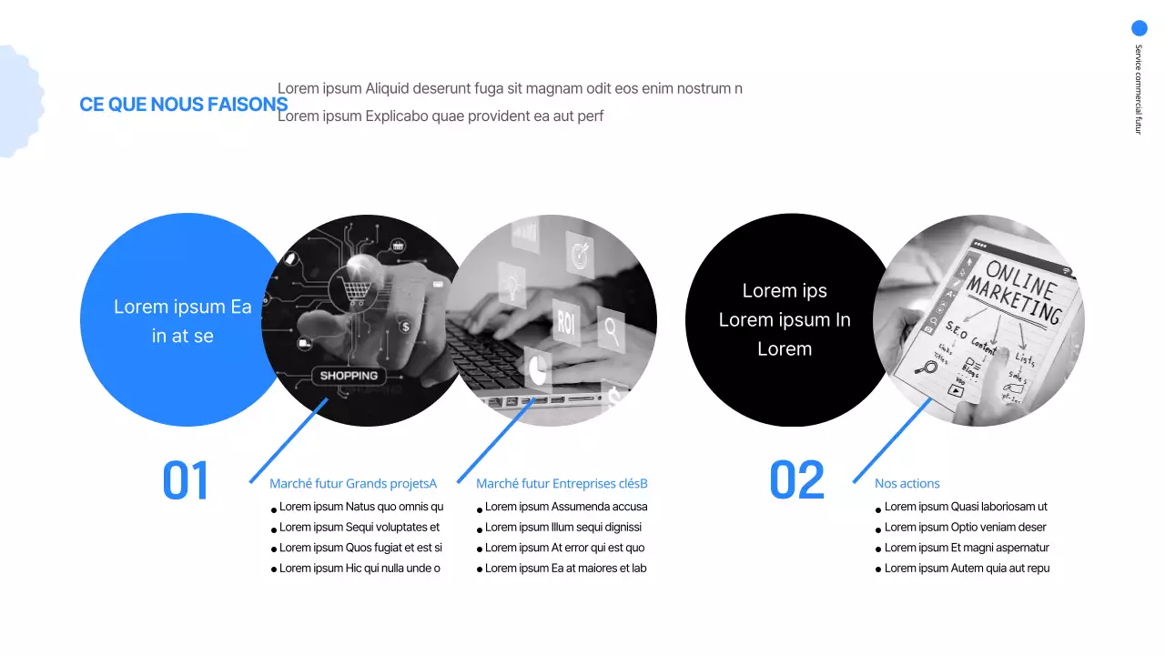 Présentation simple de salon de l'emploi en ligne en bleu et blanc