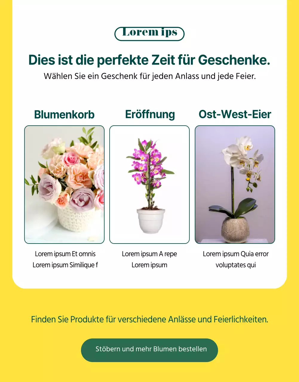 Einführung des klassischen grün-gelben Blumenlieferdienstes
