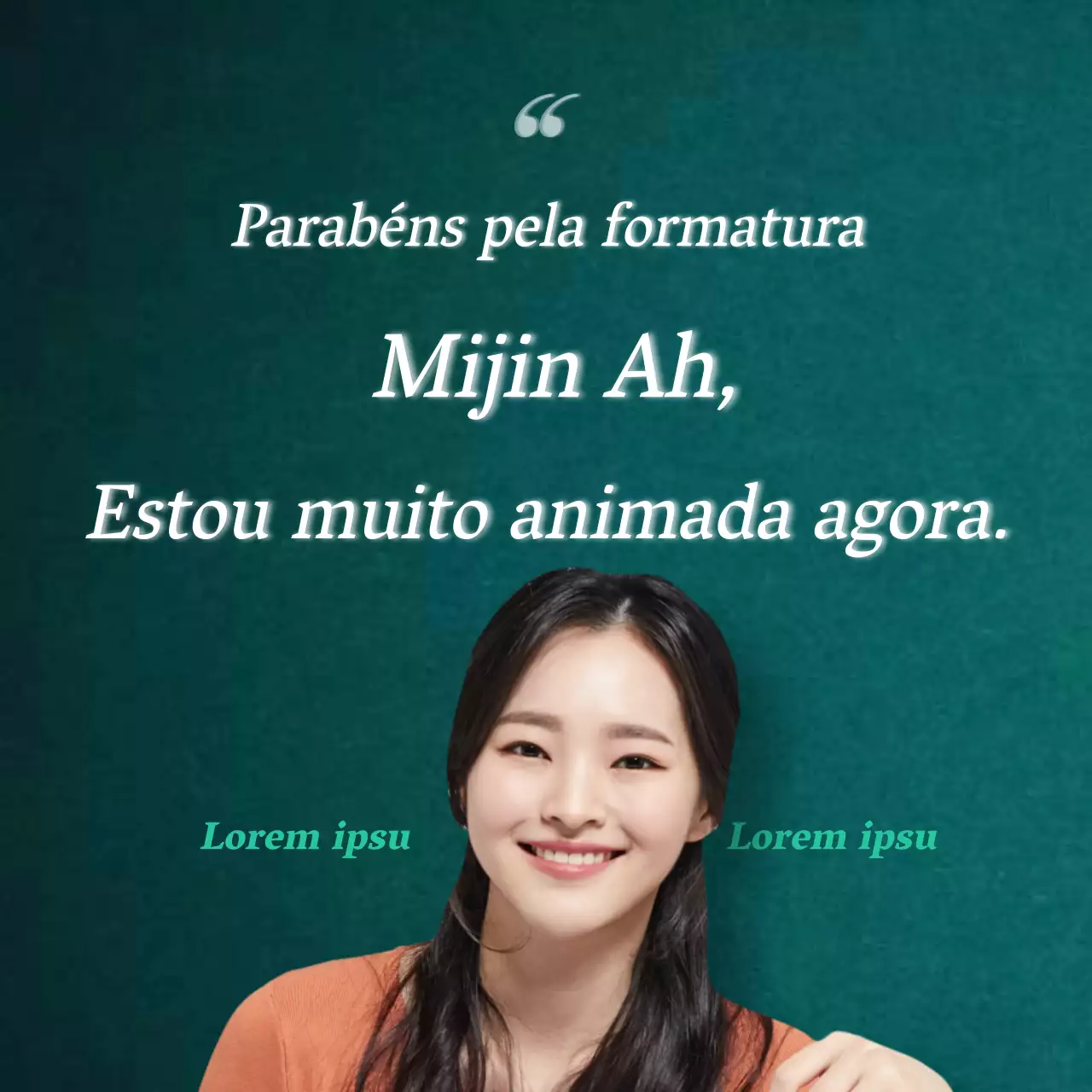 Texto de formatura elegante num gradiente verde