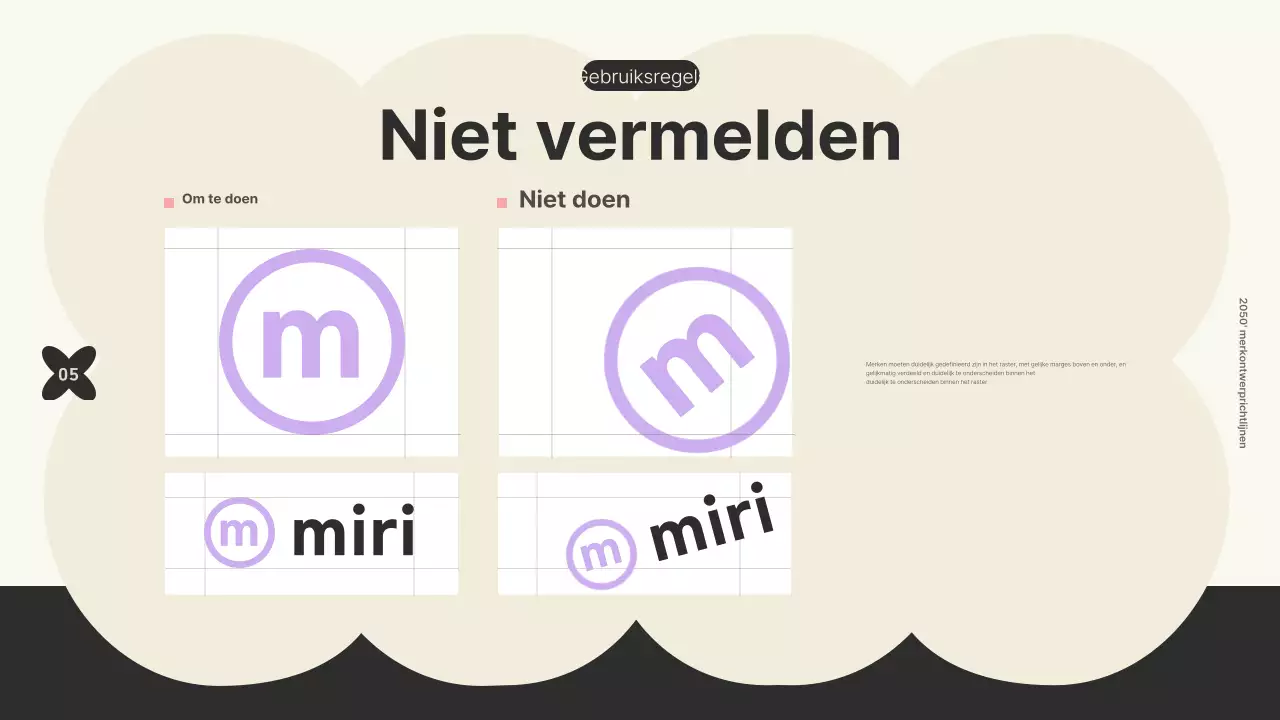 Logo branding met trendy vormen met zwarte en paarse accentenVuistregels