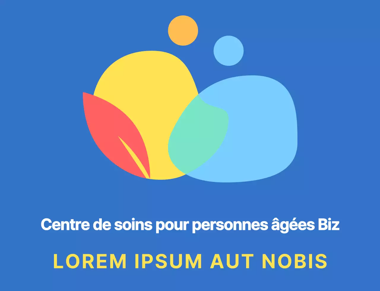 Logo rond et simple représentant un symbole humain avec des combinaisons de couleurs bleues et colorées pour le personnel d'un centre de soins.