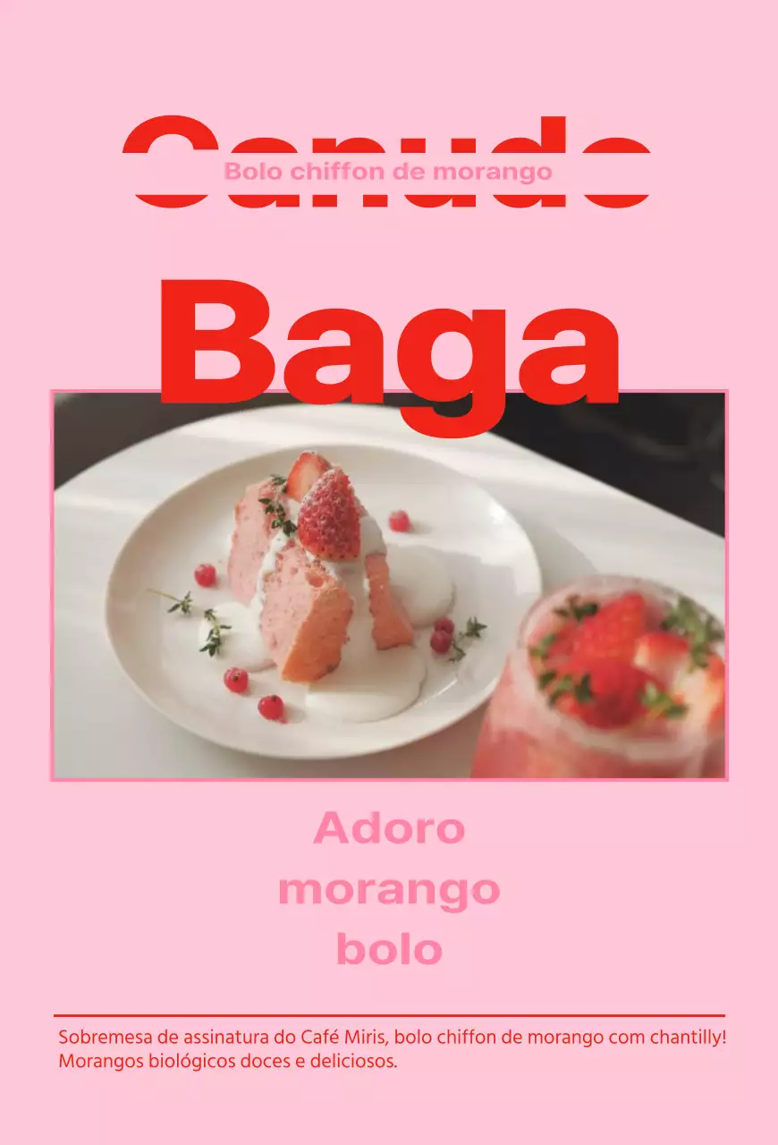 Promover um menu com moldura fotográfica em vermelho e cor-de-rosa