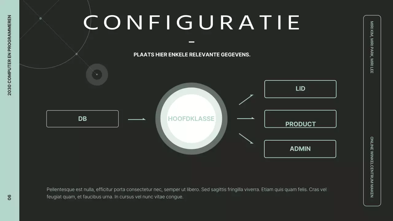 Een duidelijk projectoverzicht presenteren met zwarte en mintkleurige afbeeldingen