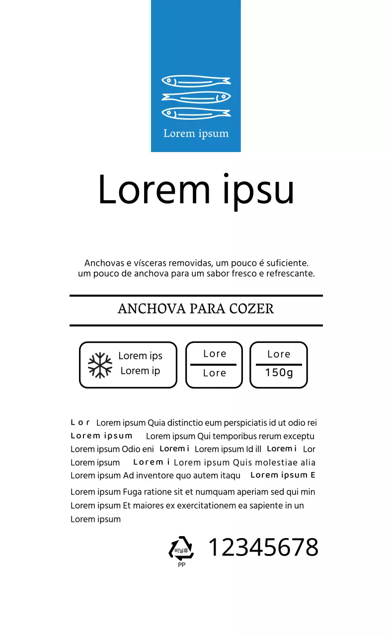 Rótulo de declaração simples de linha branca para produtos do mar