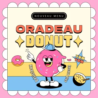 Lancement d'un beignet de boulangerie avec un concept unique et kitsch rose vif