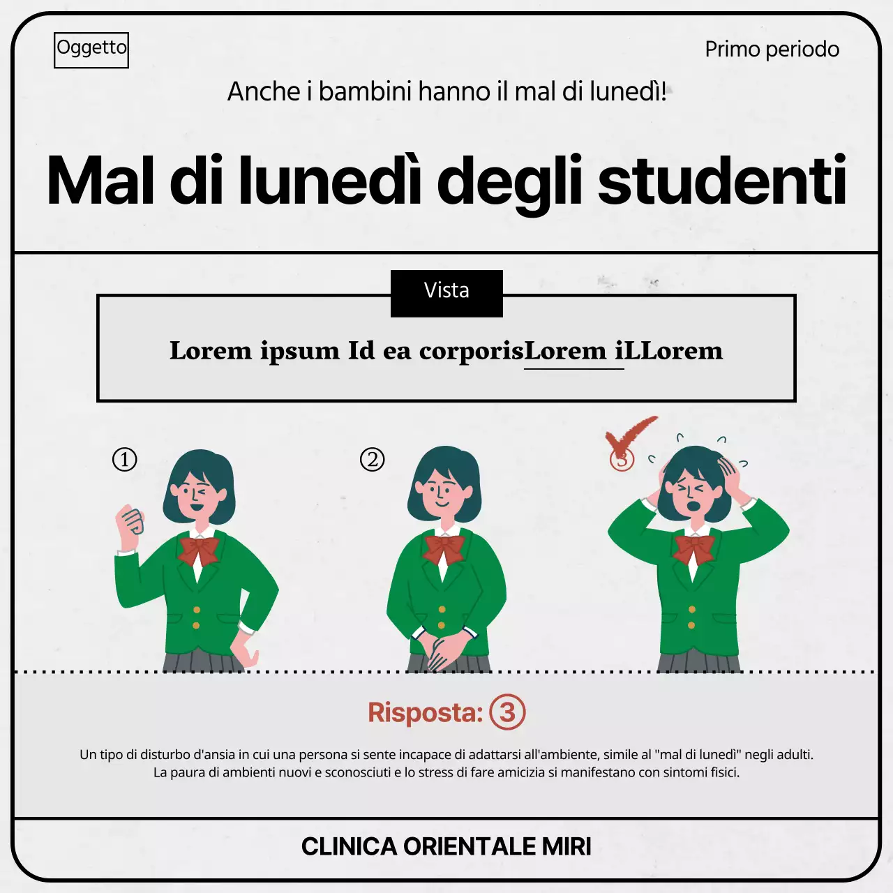 Carte d'esame grigie e verdi in tema con la sindrome del ritorno a scuola