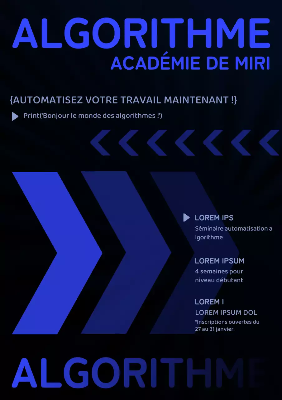 Recrutement pour le concept de la flèche bleue des algorithmes