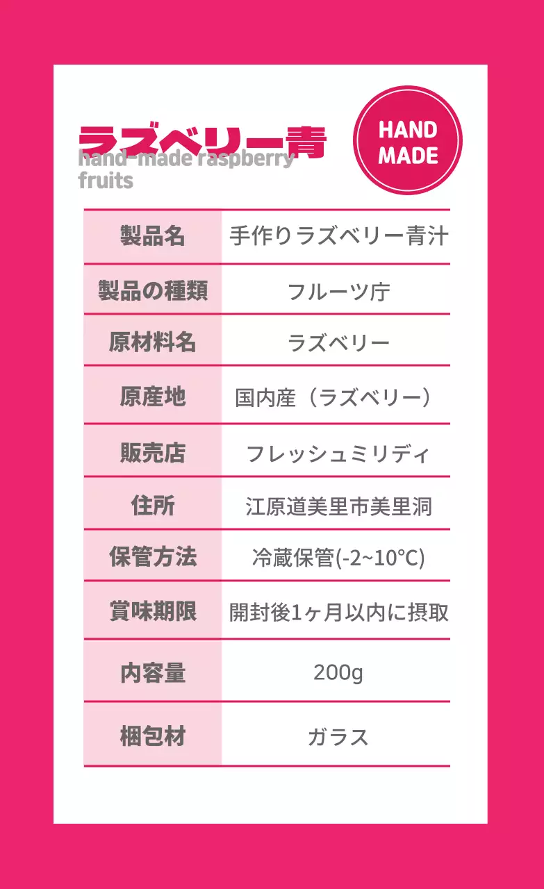 ラズベリー青情報表示ラベル
