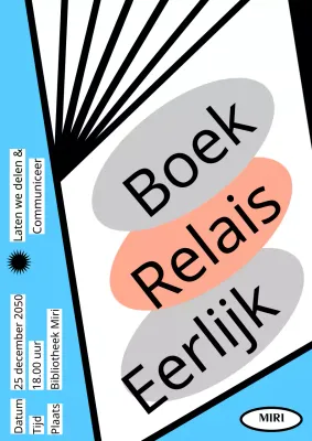 Relaisaankondiging lezen met een open boek op een blauwe achtergrond