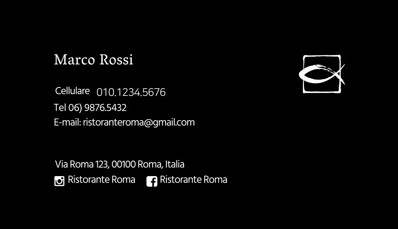 Illustrazione nera Biglietto da visita ristorante semplice