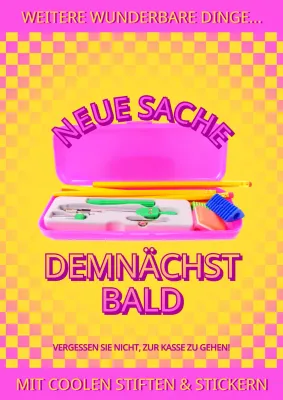 Einführung eines neuen rosa und gelben Schreibwarenprodukts