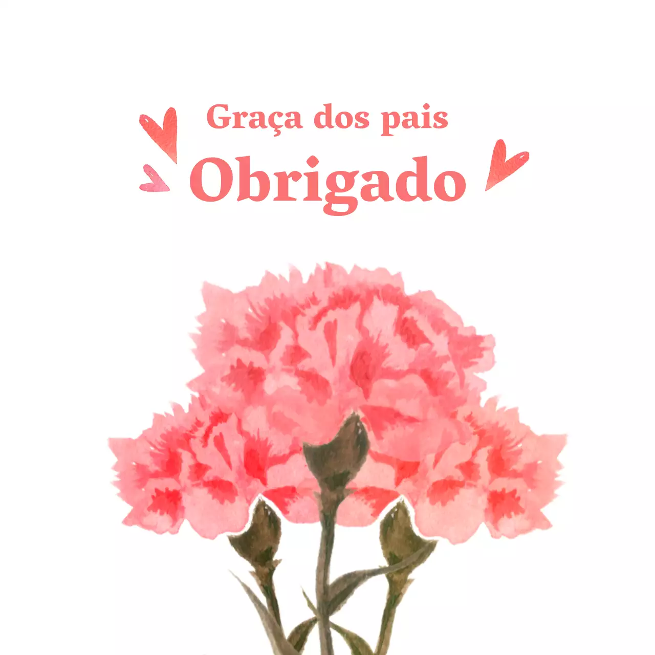Cravos cor-de-rosa e saudações para o Dia da Mãe