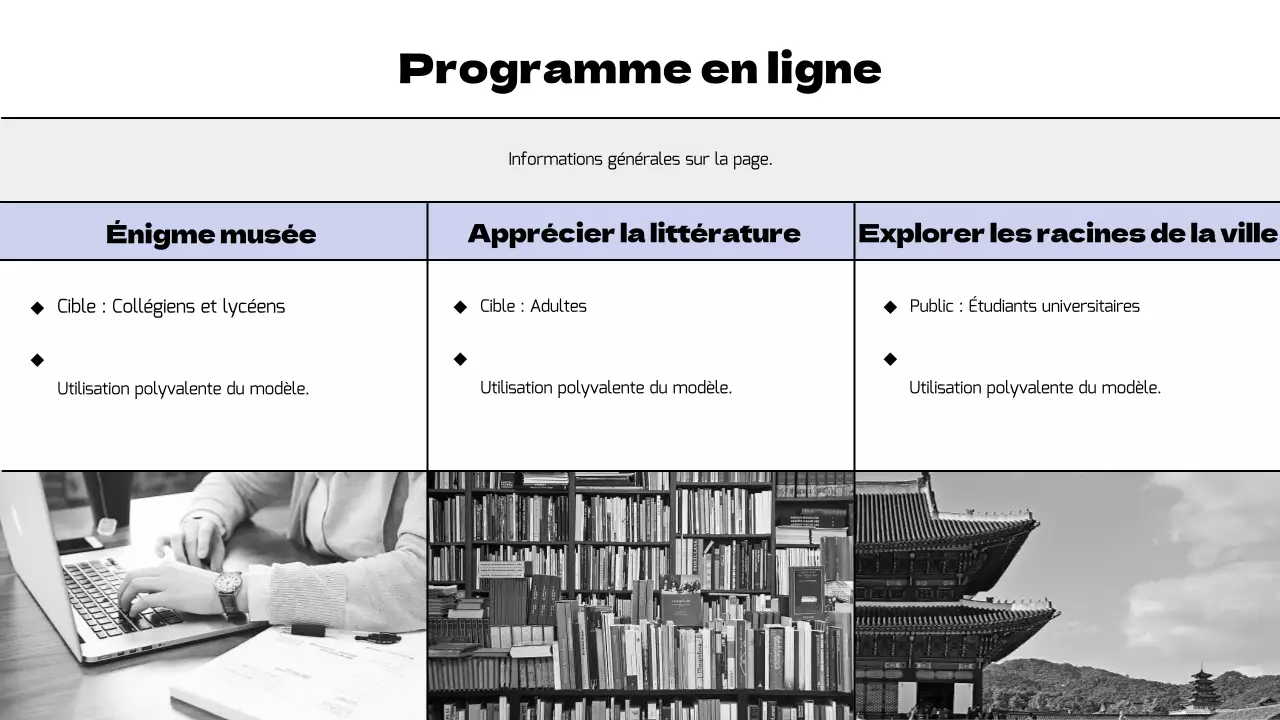 Planifier le programme d'un musée moderne en noir et violet