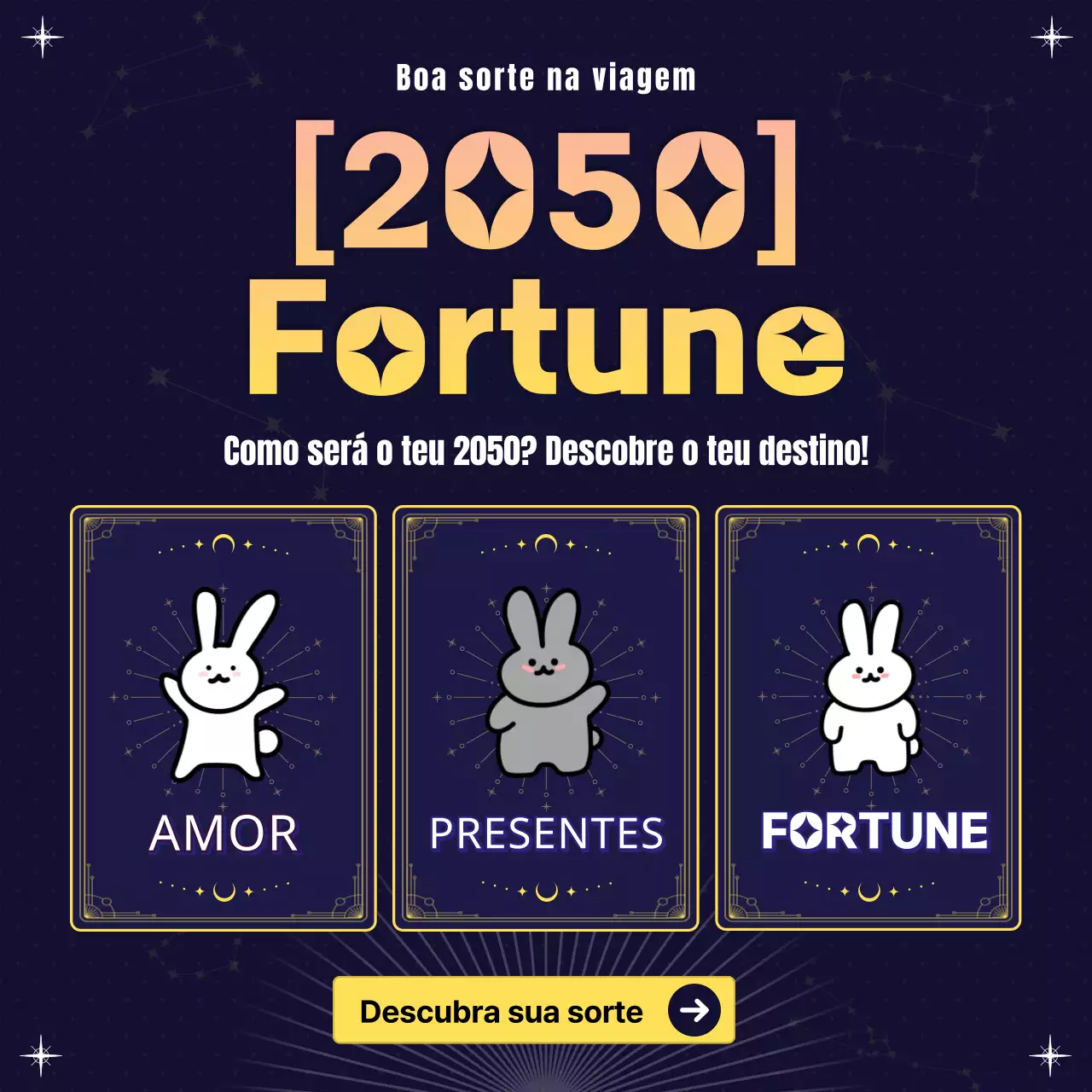 Evento de horóscopo de Ano Novo do Instagram em azul-marinho e amarelo