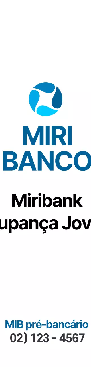 Promocional com um simples logótipo de banco azul-preto