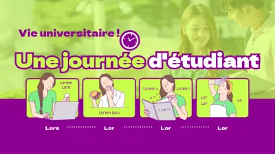 La routine quotidienne d'un débutant en vert clair et en violet, sous forme d'emploi du temps horizontal bien ordonné