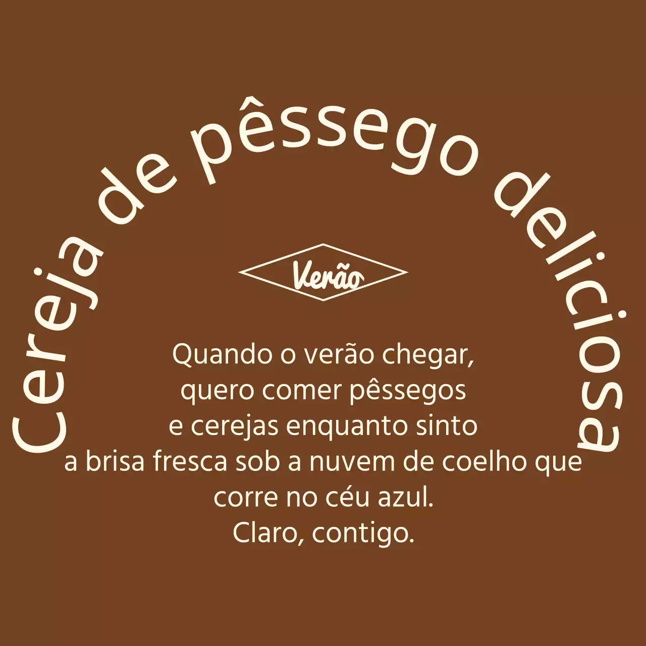 Mercadoria personalizada de conceito emocional com texto em castanho e amarelo claro.