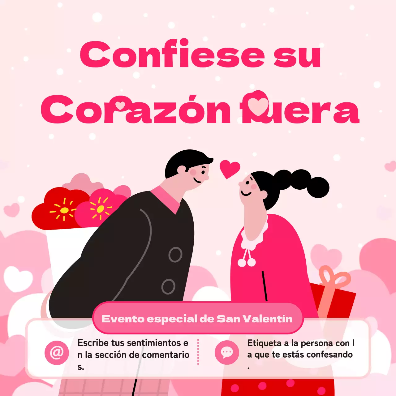 Evento de confesión de San Valentín en rosa