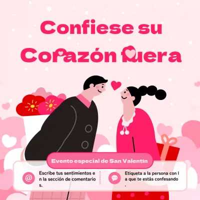 Evento de confesión de San Valentín en rosa