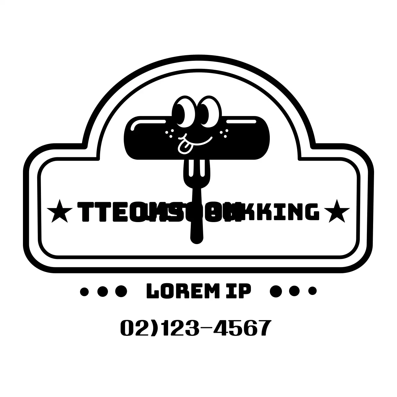 Een retro bistro met zwarte tteokbokki illustraties