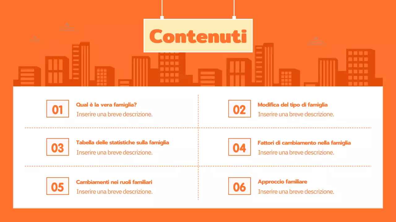 Programma di cultura familiare con simpatiche illustrazioni arancioni
