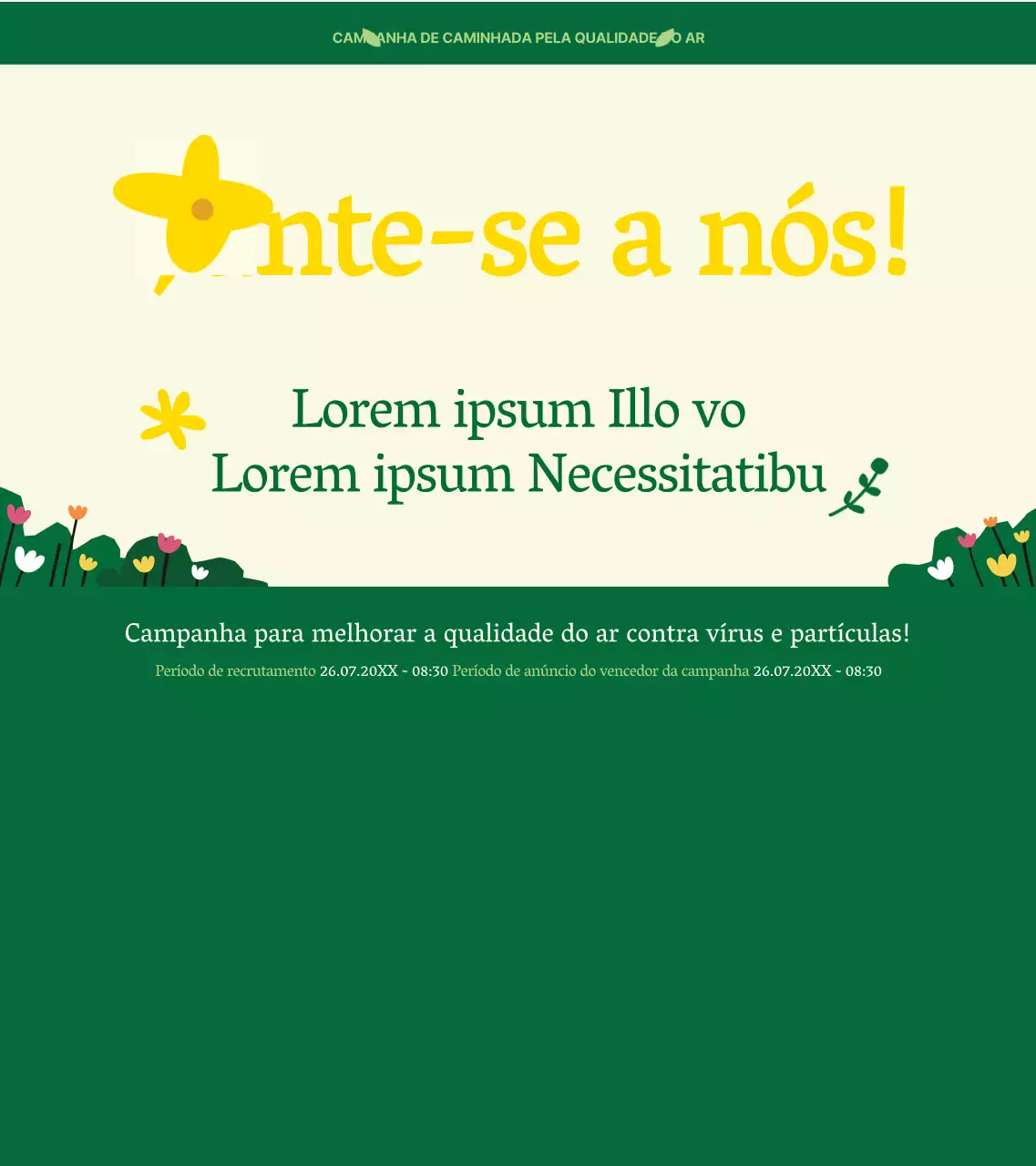Sobre a campanha verde e amarela de estilo limpo para ir a pé para o trabalho