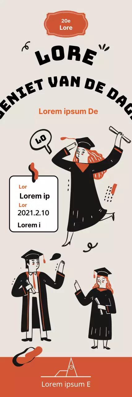 Promoot een leuk afstudeerfeest met oranje illustraties