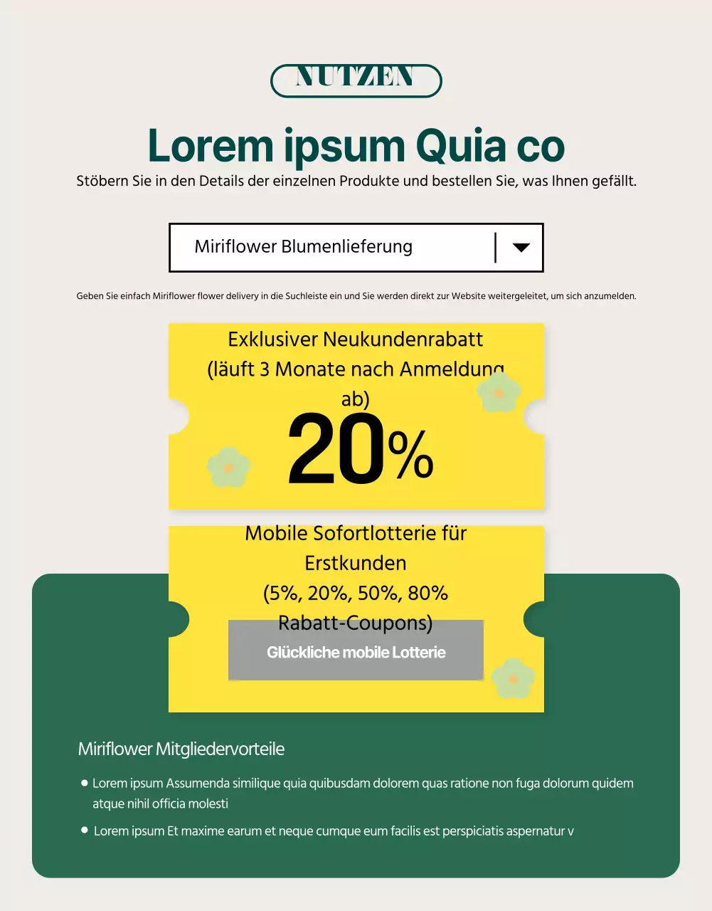 Einführung des klassischen grün-gelben Blumenlieferdienstes