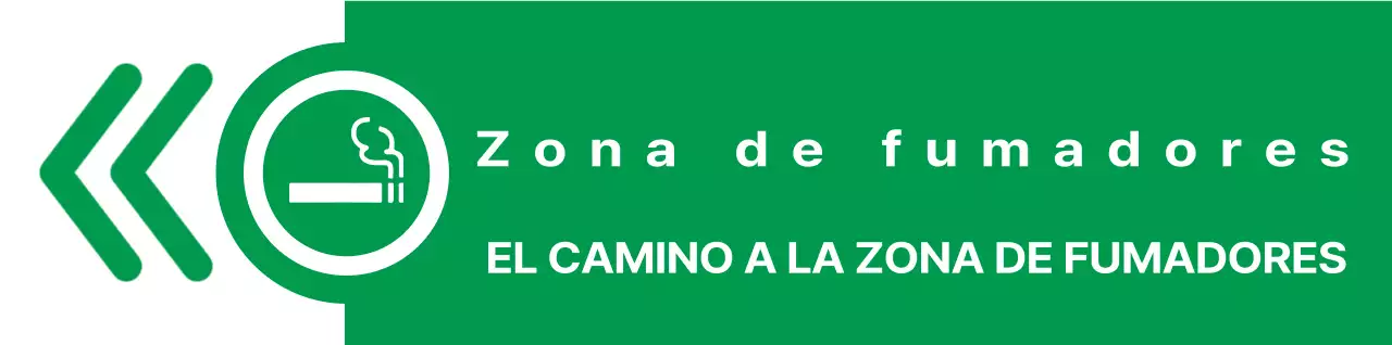 Combinación sencilla y limpia de icono de cigarrillo y texto en verde y rojo Estilo de diseño Direcciones
