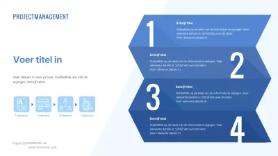 Werkproces infographic in eenvoudige blauwe tinten