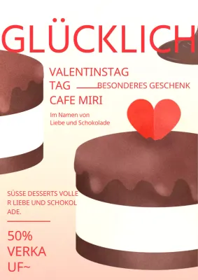 Verkauf zum Valentinstag in Rot und Schokolade