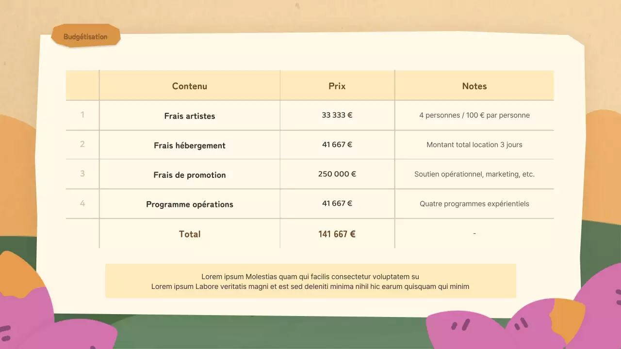 Un planificateur de fêtes municipales marron et rose