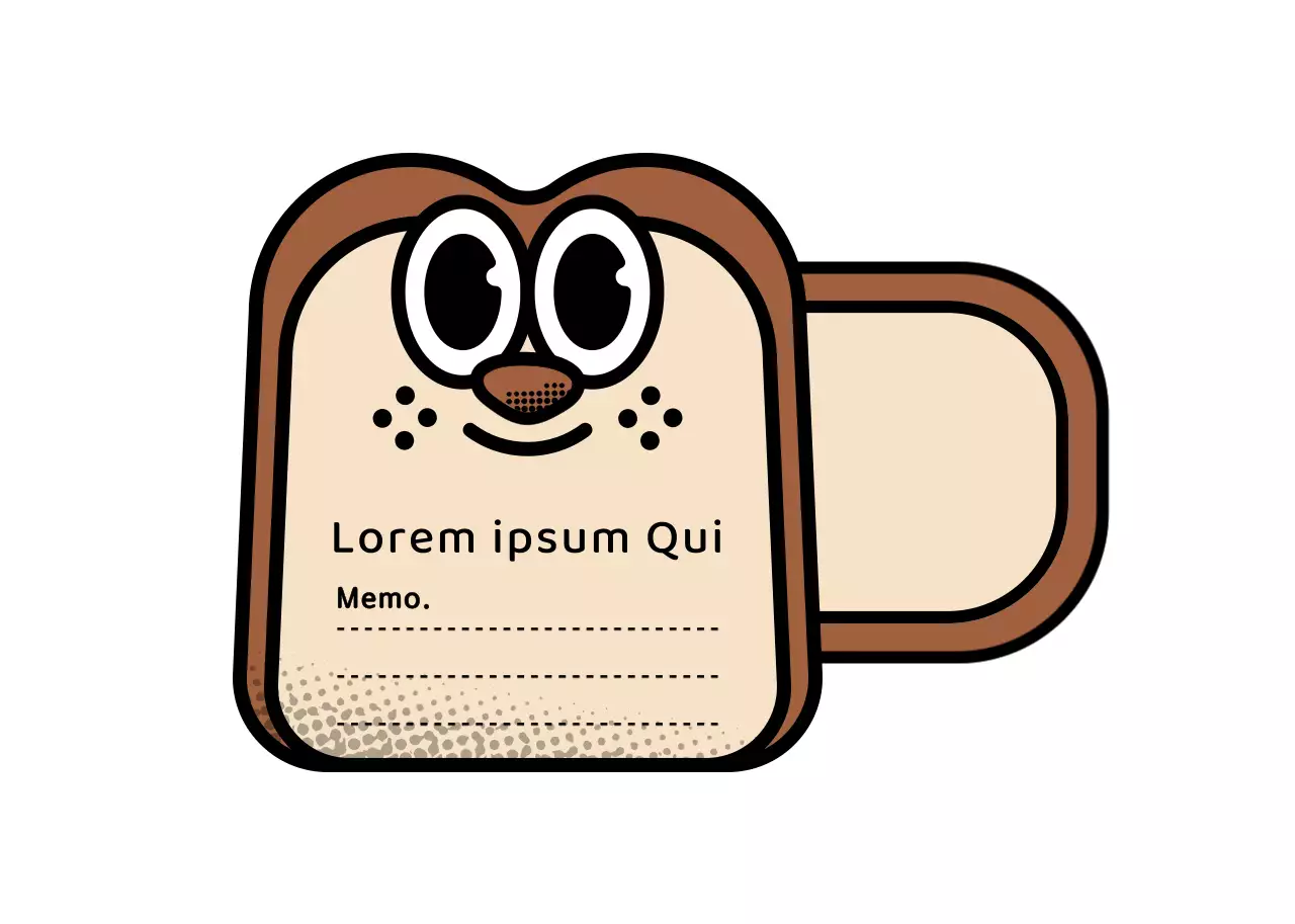 Schattige en hippe broodkarakter-stijl voedselverzegelingsetiketstickers in bruin en lichtgeel