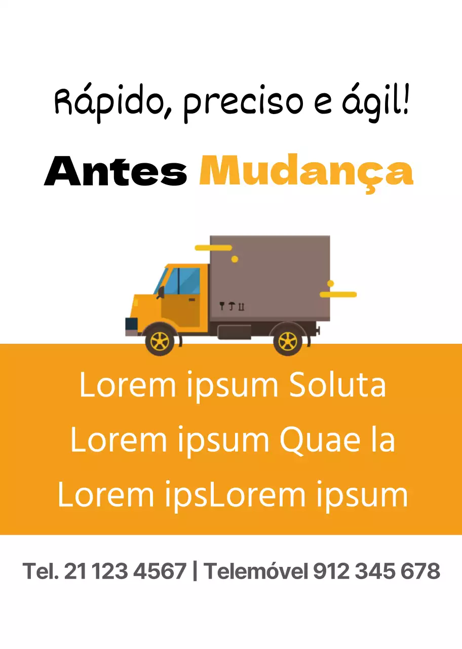 Empresa de mudanças com ilustração de camião laranja