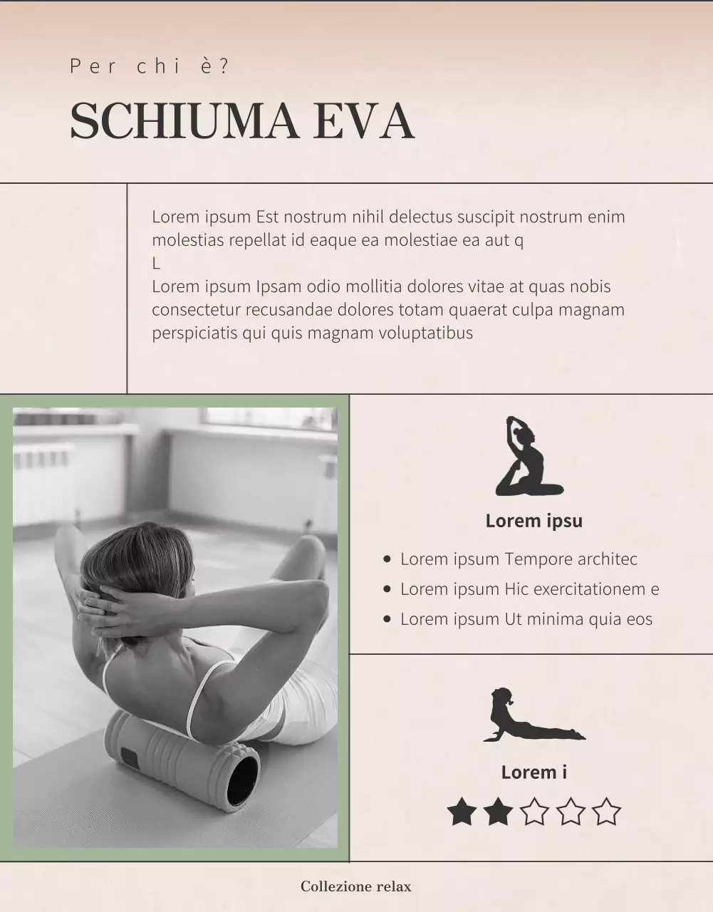 Per saperne di più su questa macchina per esercizi con foam roller, di colore verde chiaro e arancione, tranquillizzante e rassicurante