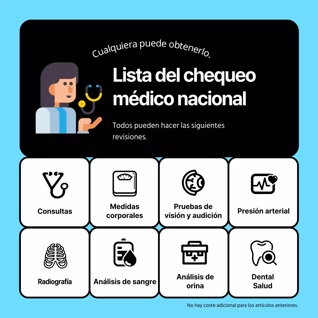 Sencillo icono 3D azul claro y negro para ver quién necesita un chequeo médico