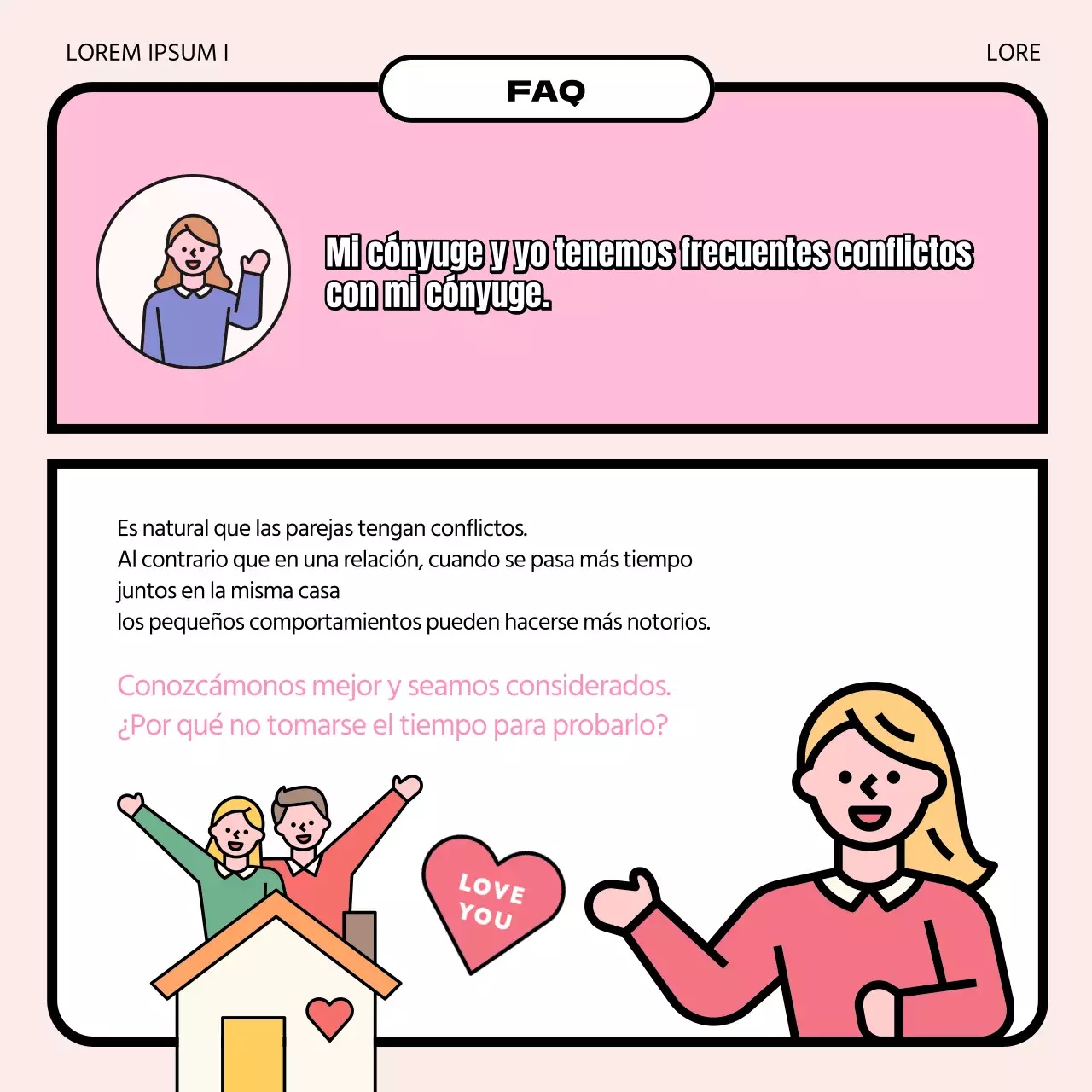 Promociona una clínica de asesoramiento de parejas con bonitas ilustraciones en rosa y azul