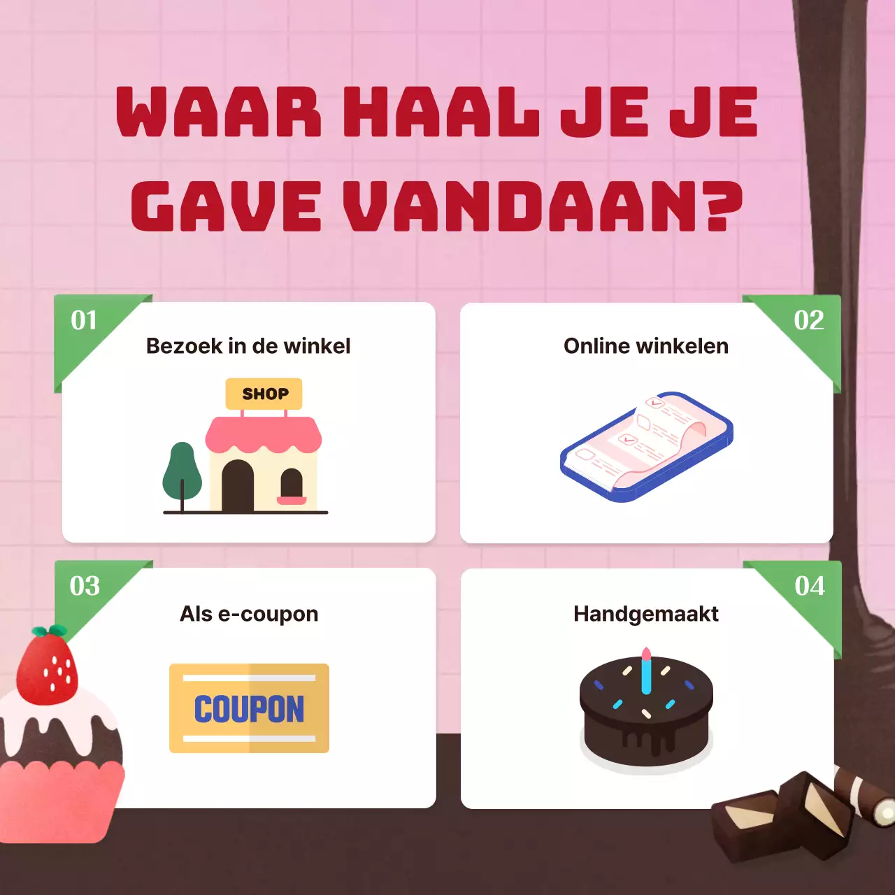 Heldere, zoete en frisse Valentijnsdag chocolade dessert kit in roze en diep groen