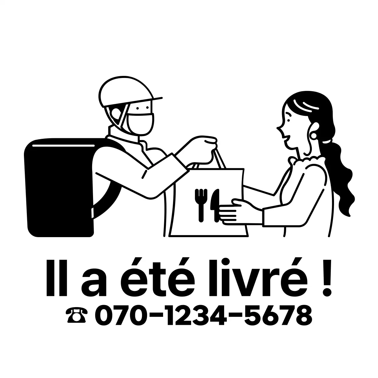 Texte de livraison simple et moderne et illustration d'un livreur