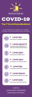 Ein lila, sauberer Leitfaden zur COVID-19-Prävention
