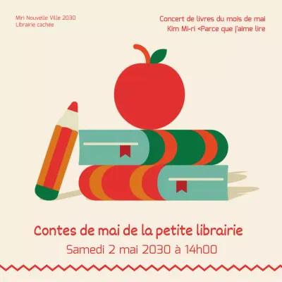 Un emplacement de librairie illustré vert-rouge