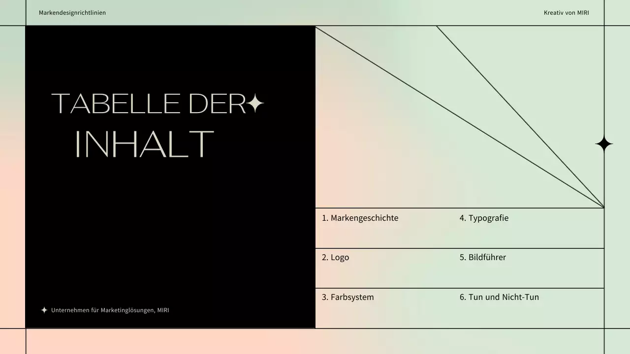 Einfache Markendesign-Richtlinien mit einem schwarzen Linienmotiv auf einem pastellfarbenen Hintergrund