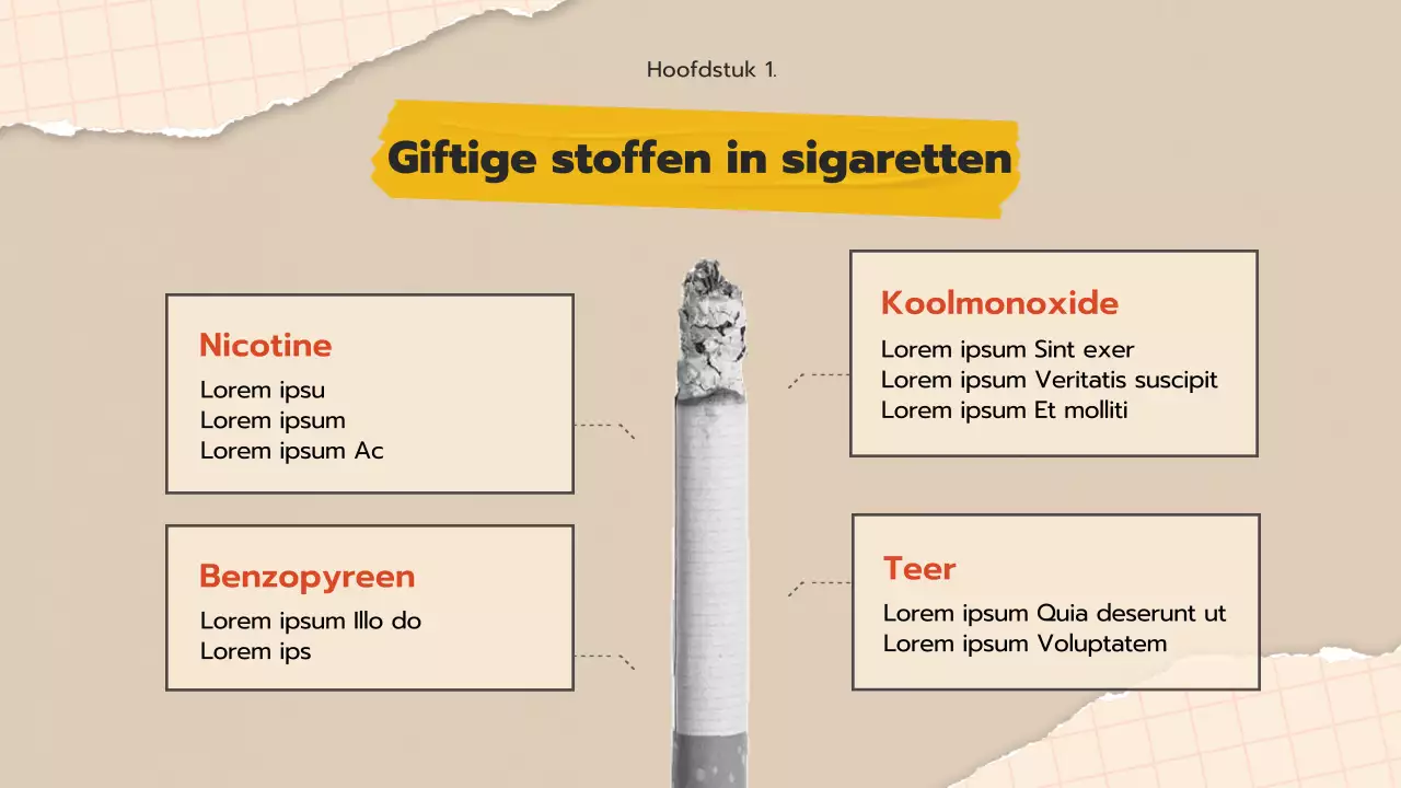 Voorlichtingsmateriaal over stoppen met roken voor jongeren met een beige pop-art collageconcept.