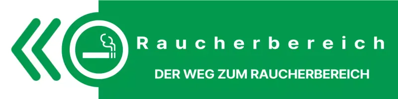 Einfache, saubere Zigaretten-Symbol und Text-Kombination in grün und rot Layout-Stil Wegbeschreibung