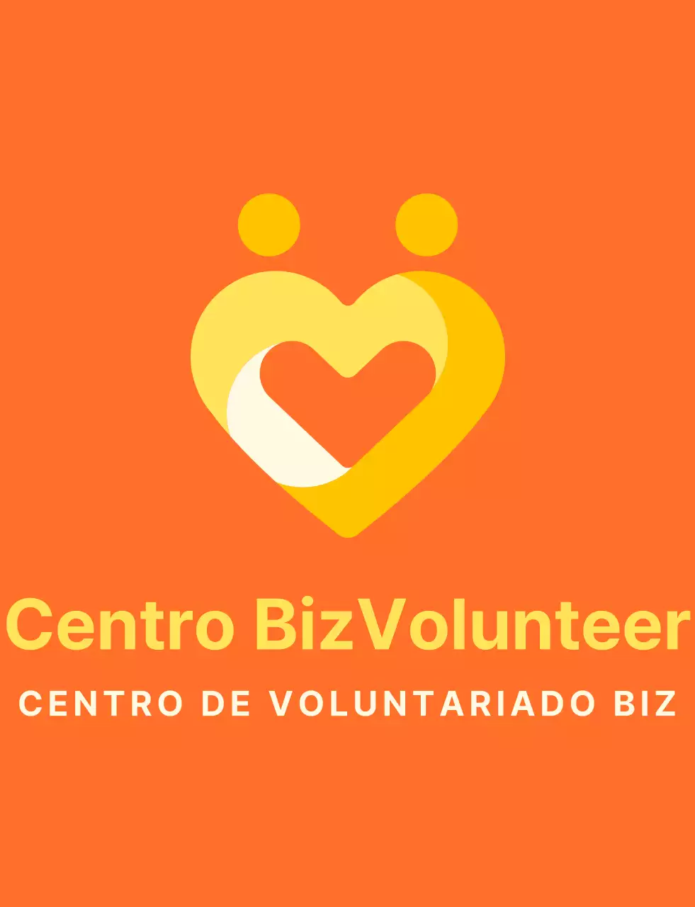 Símbolo simples em forma de coração em laranja e amarelo brilhante Organização central de divulgação
