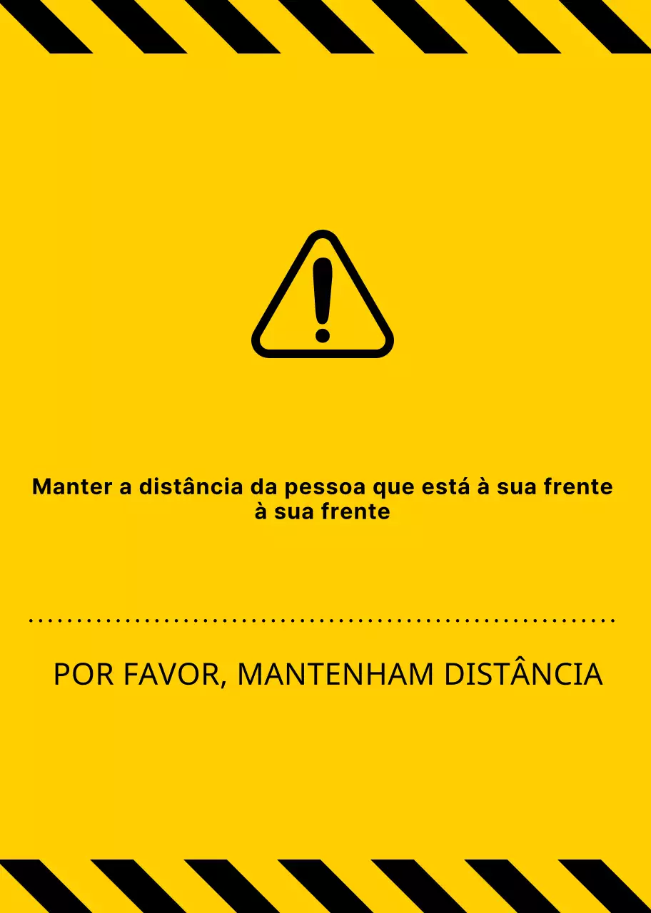 Estilo de combinação de ícones e texto simples e limpo em amarelo e preto Avisos de manutenção da distância
