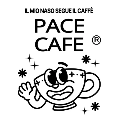 Carattere carino e alla moda della tazza di caffè e combinazione di testo in bianco e nero Stile logo per la promozione del caffè e la promozione