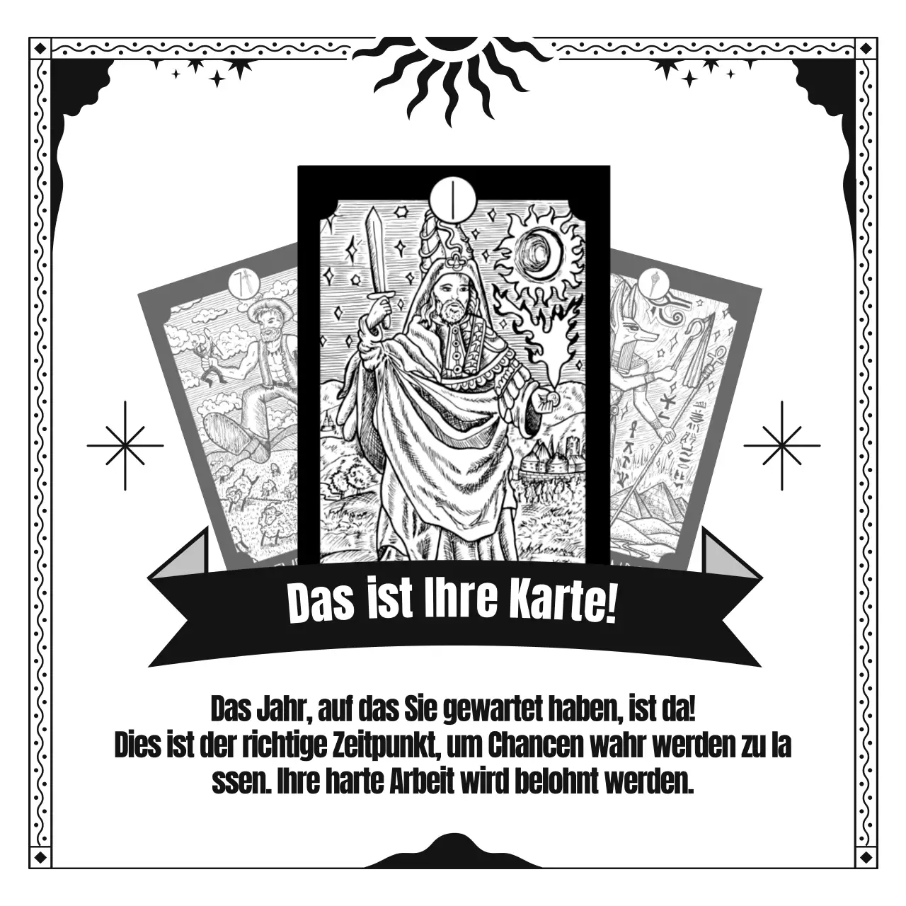 Eine Einführung in die Tarot-Karten mit einem schwarz-weißen Art-Déco-Konzept