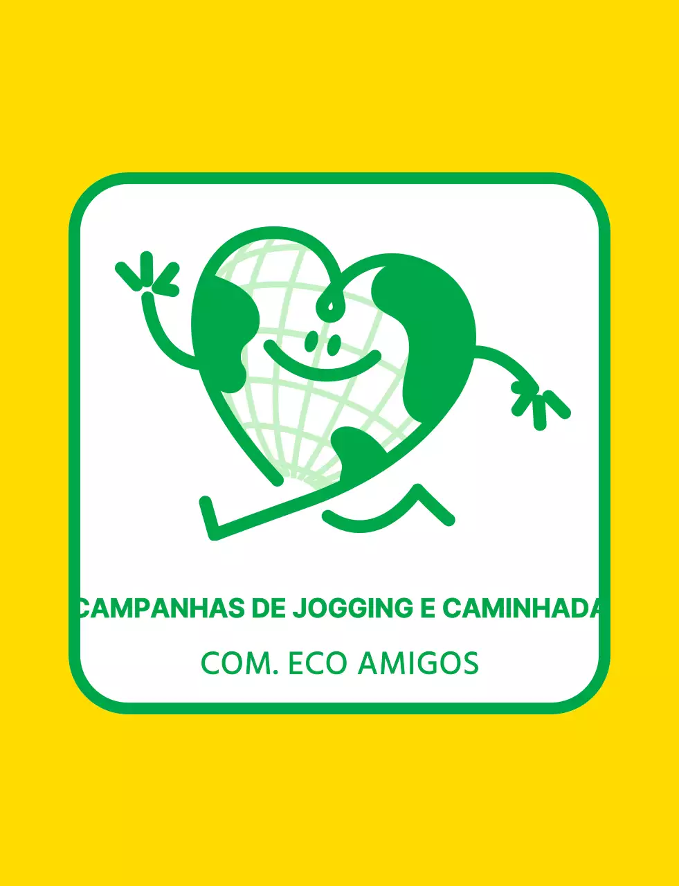 Conceito de logótipo de emblema com uma personagem bonita da terra em amarelo e verde para uma organização de campanha ambiental global.