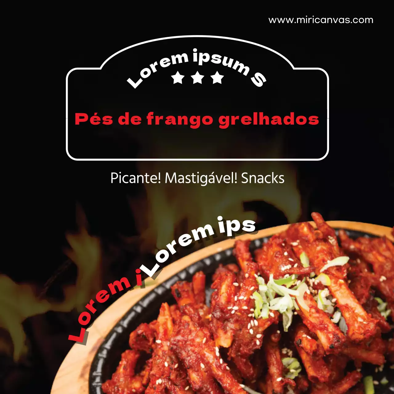 Promoção de comida de campismo "Pés de frango picantes 3 por 1